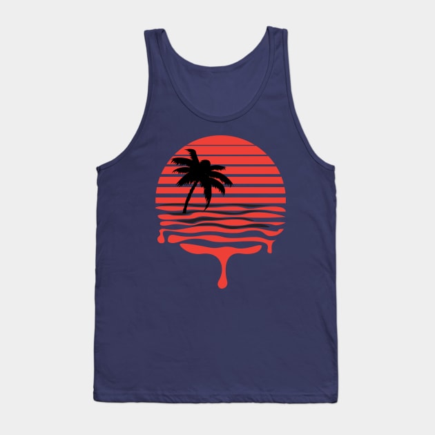 Retro Red Dripping Sunset Tank Top by Starquake